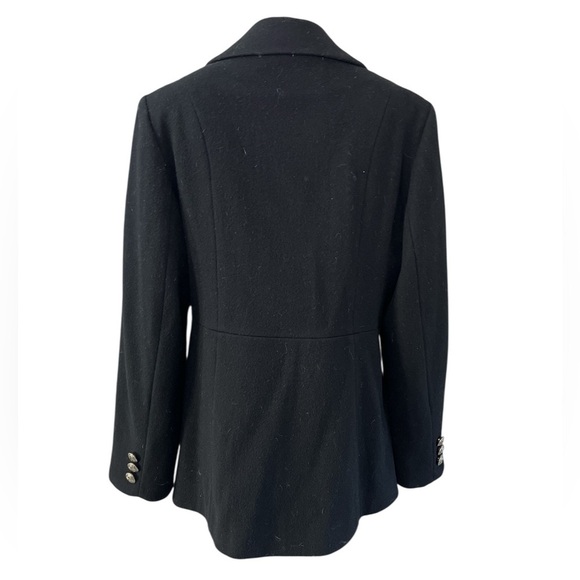 Perry Ellis Vintage Black Wool Military Peacoat USA Made Women’s 10 - Picture 6 of 17